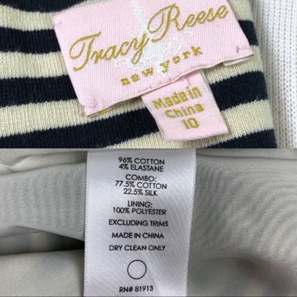 Tracy Reese French toile stripe floral white cream belted sheath-dress 1… - Picture 7 of 9